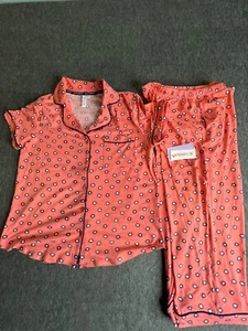 Joyspun Women Knit Short Sleeve Notch Collar Top & Capri Pajama 2Pcs S,M,L,2X. - Picture 1 of 6