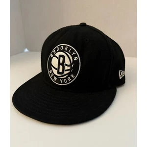 Brooklyn Nets New Era 59FIFTY Snapback Hat Fitted Sz 7 5/8 Black Cap NBA - Picture 1 of 10