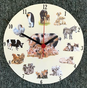 Animal Mothers & Babies Clock - Sow and Piglets - Cow and Calf - MB18-C - Picture 1 of 3