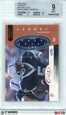 POP 1: Larry Johnson BGS 9: 2003 SAGE Jerseys Bronze Level Rookie Gisto /75 - Image 1 of 3