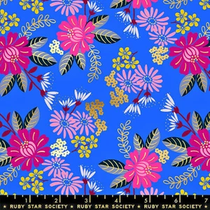Moda Fabrics 1026 15M RUBY STAR METALLIC FLORAL "ROYAL BLUE" BTY - Picture 1 of 1
