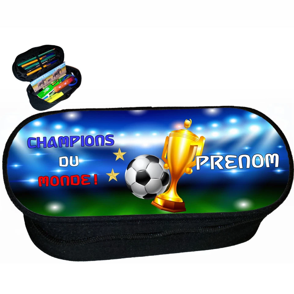 trousse à crayons école foot 2 étoiles champions du monde personnalise réf 279