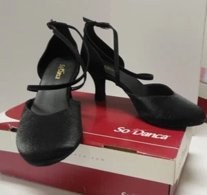 SoDanca satin shoes  Black BL126 2 " heel Shimmer black Ballroom shoes - Picture 1 of 5