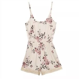 Kendall And Kylie Pacsun Pink Floral Lace Trim Romper Size Medium