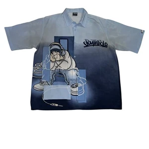 Vintage Y2K Southpole Blue Rap Hip Hop Short Sleeve Button Up Shirt Mens Size XL - Picture 1 of 10