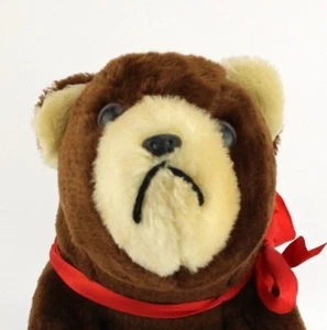 Vintage 80s GRUMPY Brown Bear Plush Stuffed Animal Toy Korea USA A 1 Novelty 10" - Picture 1 of 7