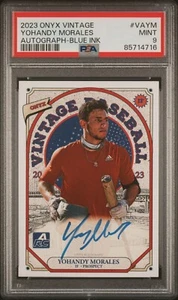 2023 Onyx Vintage AUTO Blue Ink YOHANDY MORALES Miami WASHINGTON Nationals PSA 9 - Picture 1 of 2
