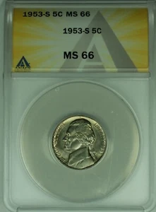 Jefferson Nickel 5C 1953-S ANACS MS 66 (52) A - Imagen 1 de 2