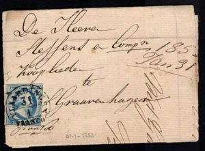 Carta doblada Países Bajos, 1853. Vlaardingen a Graavenhagen. daños, - Imagen 1 de 4