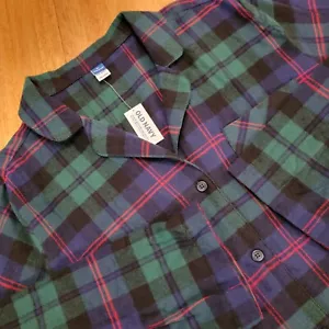 Old Navy Flannel Sleep Shirt Womens XL Long Sleeve Pajama Button Up NEW Plaid - Picture 1 of 14