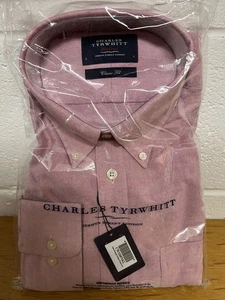Charles Tyrwhitt Camicia Uomo Oxford Rosa Lavato Vestibilità Classica Large 16 Pollici - Foto 1 di 5