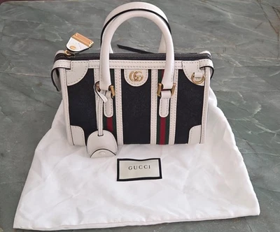 Bolso Gucci Ophidia Mini Asa Superior 715771 Denim Negro Blanco Multi Auténtico Nuevo Foto 1 de 4