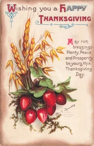 Clapsaddle Thanksgiving Greetings Postcard Fruit  Artist Signed PM 1912  O10 - Picture 1 of 2