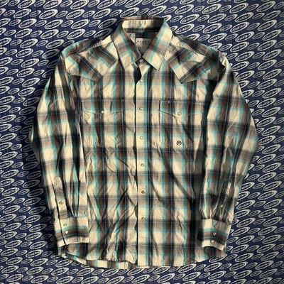 Camisa a Cuadros Roper Western Pearl A Presión Con Botones Para Hombre Talla M Azul Marrón Crema Foto 1 de 4