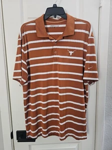 Texas Longhorns Polo Herren Large orange mit weißen Streifen Nike Golf Dry-Fit - Bild 1 von 11