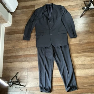 Daniel Hechter Mens Suit Set Blazer & Pants Size 56 Black 3 Button Pockets #20 - Picture 1 of 17