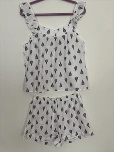 Joie Damen Pyjama Set Baumwolle 2-teilig Größe M Neu mit Etikett Blumenmuster - Bild 1 von 9