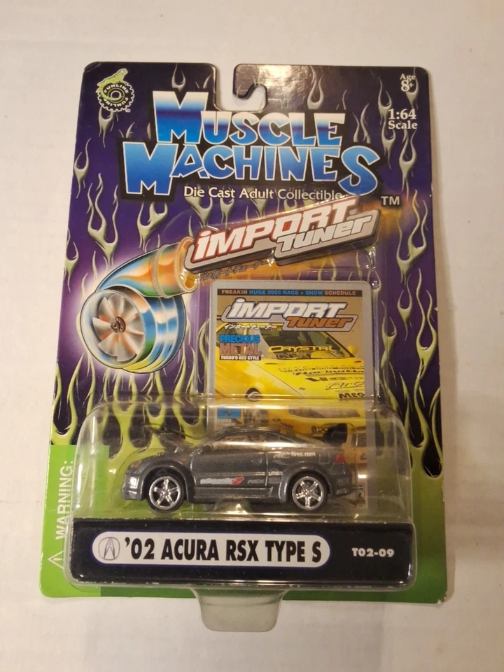 MUSCLE MACHINE DIE CAST IMPORT 2002 ACURA RSX TYPE S SILVER GRAY 1:64 Scale - Image 1 of 2