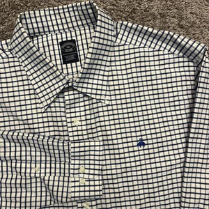 Brooks Brothers 1818 Herren 2XL blau weiß kariert Langarm Button Down Hemd - Bild 1 von 7