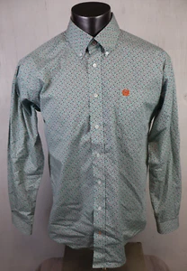 Mens Cinch Western Button Front Shirt Size M Blue Orange Paisley Geometric Rodeo - Picture 1 of 10