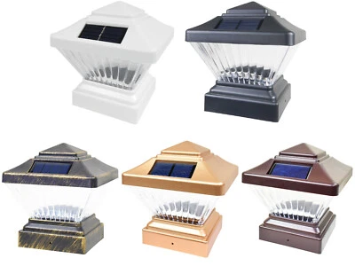 POLAR BEAR HOME 8 Black Bronze Brown Copper White 4 x 4 Solar Post Lights Deck Cap Fence Vinyl
