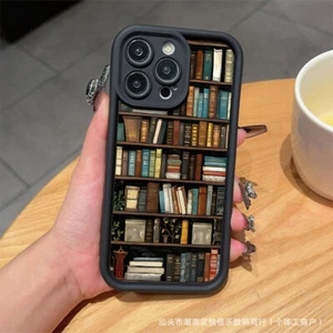 For iPhone 16 Pro Max 15 14 13 12 11 8 XR XS Phone Cover Bookshelf Pattern Case - Photo 1 sur 13