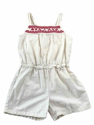 Mameluco Gymboree 5T Niñas Blanco con Bordado Rosa Usado en Excelente Condición Mezcla de Lino Foto 1 de 4