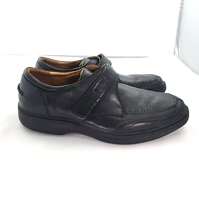 DR COMFORT 6210 FRANK MEN 11.5 M BLACK LEATHER DIABETIC LOAFERS/SHOES STRAP USED - Image 1 of 4