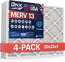 BNX 20x25x1 MERV 13 Furnace Air Filter, 4 Pack MADE IN USA HVAC AC Furnace