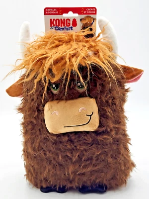 Juguete para perro KONG Comfort Jumbo Highland Cow marrón arrugado lanzar y agitar 14" Foto 1 de 4