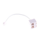 White 6P4C RJ11 Dual Female to Male Telephone Cable Splitter Adapter new*wl