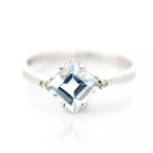 1.77 Carat 14k White Gold Ring w/ Natural Aquamarine Gemstone & Diamond Accents - Picture 1 of 6