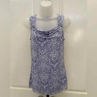 Camiseta sin mangas White House Black Market azul y blanco cachemir talla XS Foto 1 de 3