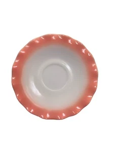 Vtg MCM Hazel Atlas Pink Milk Glass Crinoline 5 3/4" Saucers Pink Ripple 1950 - Picture 1 of 6