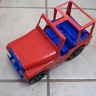 Vintage 1970s 1980s Molded Plastic Amloid Jeep Wrangler CJ 4x4 Toy Car Blue Red