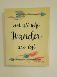 "Not All Who Wander Are Lost" Wall Decor ~ Feathers, Arrows ~ 11 x 14 Canvas - Picture 1 of 4