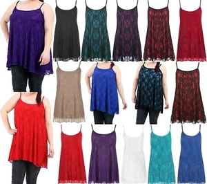 Chaleco columpio forrado de encaje floral con tiras para mujer sin mangas cuello redondo talla grande Top - Imagen 1 de 16