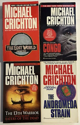 4 Michael Crichton PB novels - Lost World, Congo, Andromeda Strain, 13th Warrior - Image 1 of 4