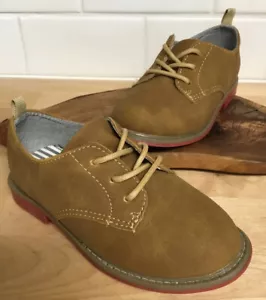 Little Boys Oxford Dress Shoes Tan Sz 10 Carters Red Soles Hipster Comfort NEW - Picture 1 of 11