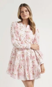 FOREVER NEW Valencia Trim Detail Skater Dress Sz 8 Pinks - Picture 1 of 8