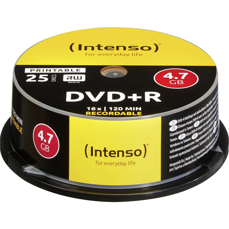 Intenso 4811154 DVD+R Rohling 4.7 GB 25 St. Spindel Bedruckbar - Bild 1 von 1