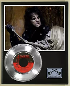 Alice Cooper 45 Platinum Plated Record Display on an Open Air Wood Plaque. 04 - Picture 1 of 4