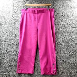 MILLERS Womens Pants Size 16 Pink Stretch Bead Detail High Rise Crop Straight - Picture 1 of 17
