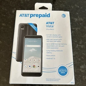 AT&T Vista Prepaid Smartphone Android 13 Black 32GB 2500 mAh 8MP Camera - Picture 1 of 8