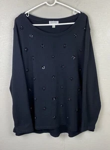 NEW Dressbarn Women’s Black Pullover Sweater With Embellished Design 3X - Picture 1 of 11