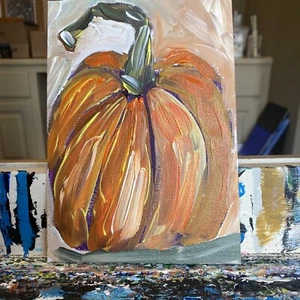 5/7 Original gemalt auf Leinwand, Kürbis, Herbst, Herbst, Ernte - Bild 1 von 5