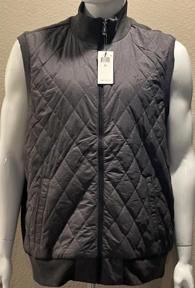 Ralph Lauren Polo Reversible Full Zip Up Gray Quilted Hybrid Vest Sz S