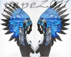 painting canvas street art Print Indian eagle Blue Feather Native American - Picture 1 of 3