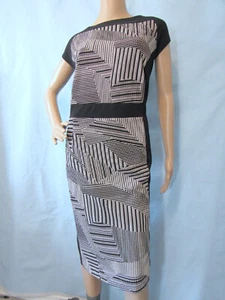 Anne Klein Jersey-Etuikleid Größe 20 W schwarz & beige geometrisch ärmellos - Bild 1 von 10