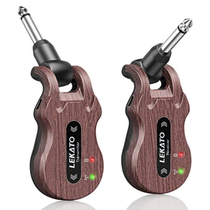 LEKATO Chitarra Wireless Trasmettitore Ricevitore Sistema Basso Set Ricaricabile Marrone - Foto 1 di 8